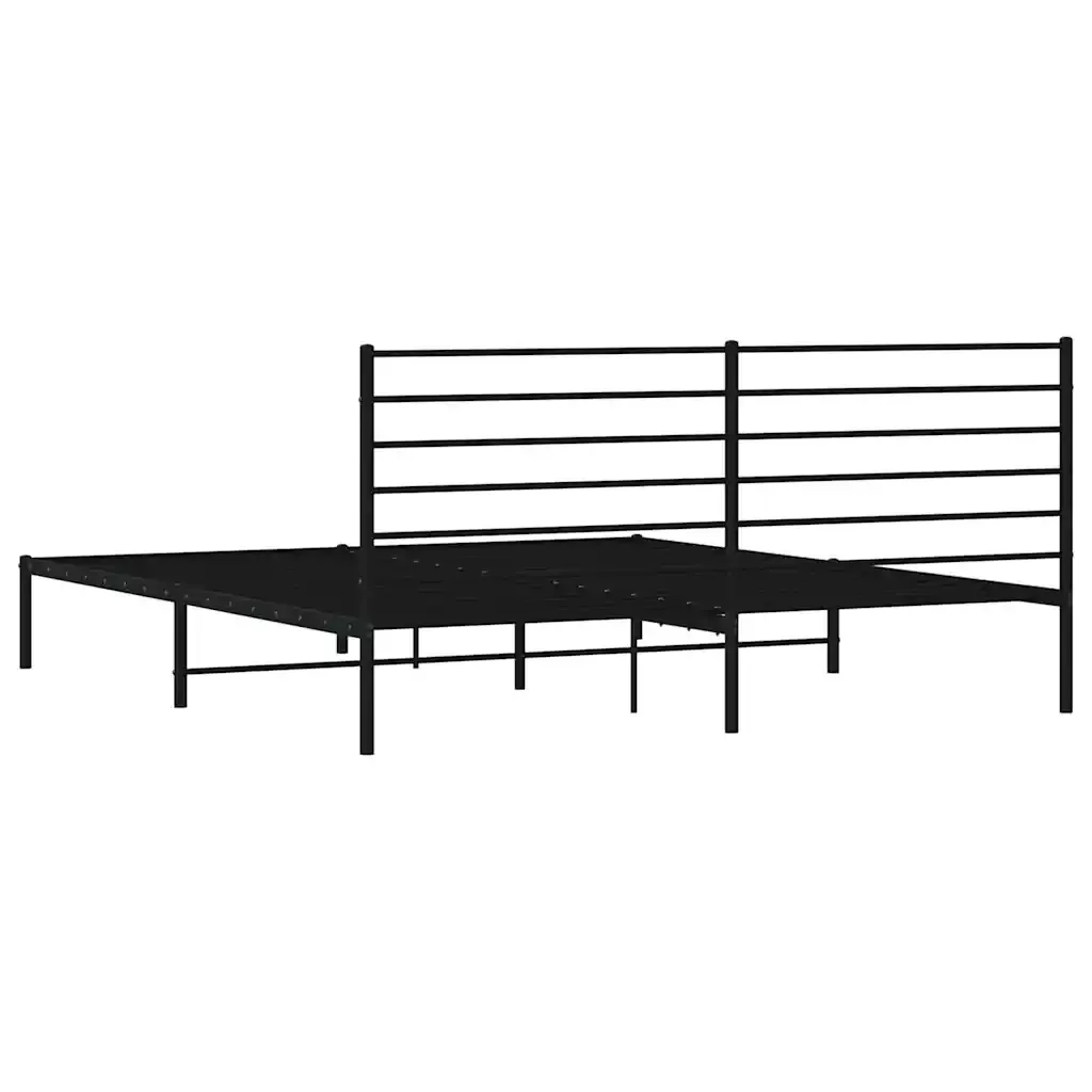 Letto matrimoniale | Letto per adulti | Giroletto con Testiera in Metallo Nero 200x200 cm - Image 8
