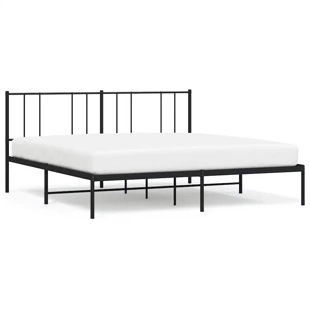 Letto matrimoniale | Letto per adulti | Giroletto con Testiera in Metallo Nero 200x200 cm