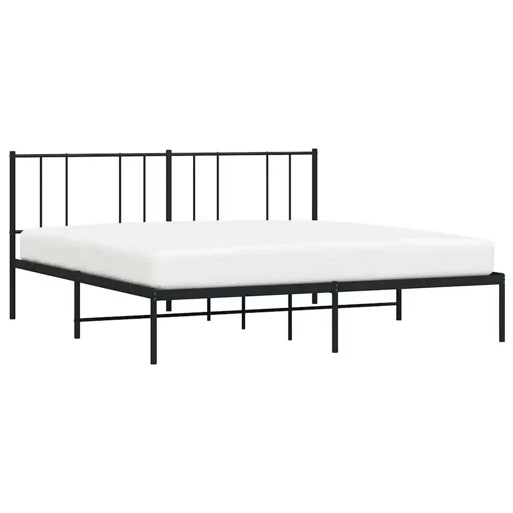 Letto matrimoniale | Letto per adulti | Giroletto con Testiera in Metallo Nero 200x200 cm - Image 5
