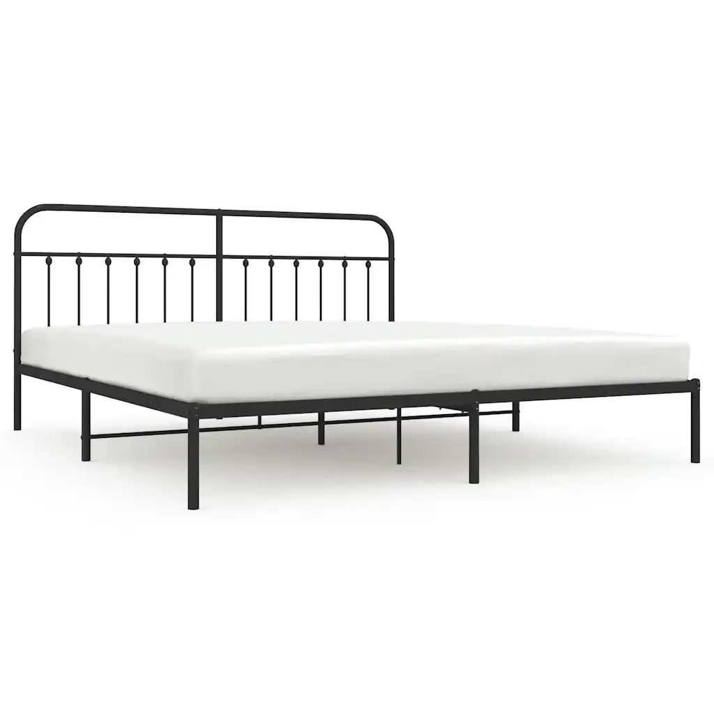 Letto matrimoniale | Letto per adulti | Giroletto con Testiera in Metallo Nero 200x200 cm