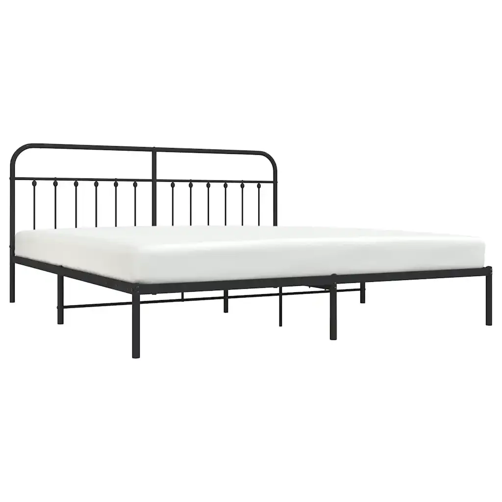 Letto matrimoniale | Letto per adulti | Giroletto con Testiera in Metallo Nero 200x200 cm - Image 5