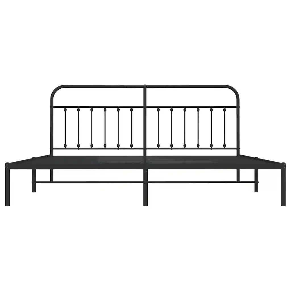 Letto matrimoniale | Letto per adulti | Giroletto con Testiera in Metallo Nero 200x200 cm - Image 6