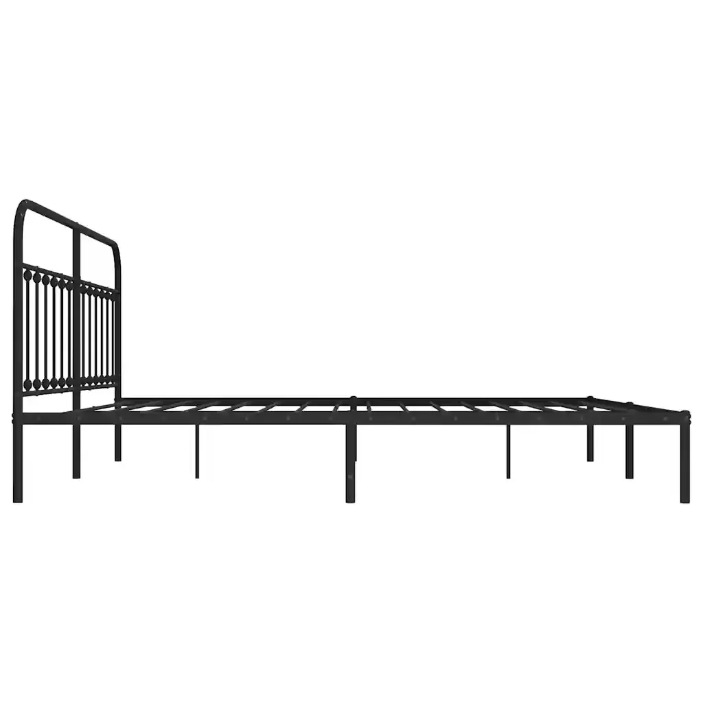 Letto matrimoniale | Letto per adulti | Giroletto con Testiera in Metallo Nero 200x200 cm - Image 7