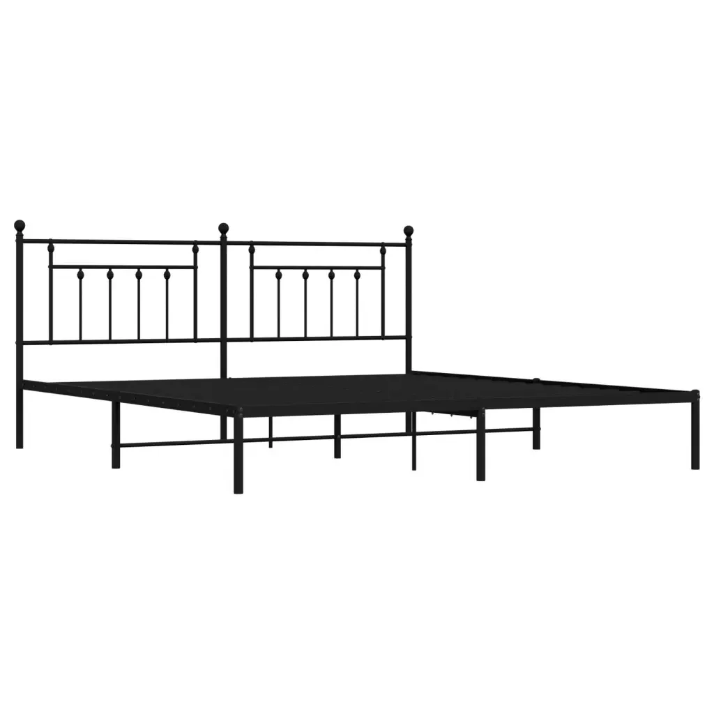 Letto matrimoniale | Letto per adulti | Giroletto con Testiera in Metallo Nero 200x200 cm - Image 3