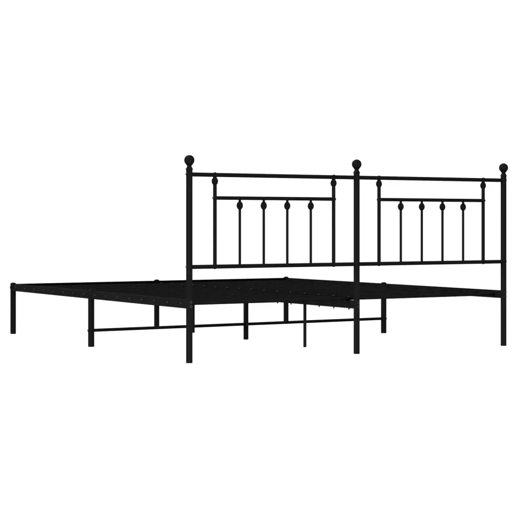 Letto matrimoniale | Letto per adulti | Giroletto con Testiera in Metallo Nero 200x200 cm - Image 8