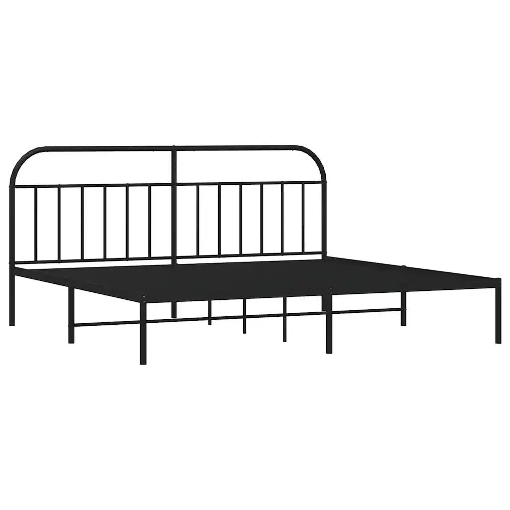 Letto matrimoniale | Letto per adulti | Giroletto con Testiera in Metallo Nero 200x200 cm - Image 3