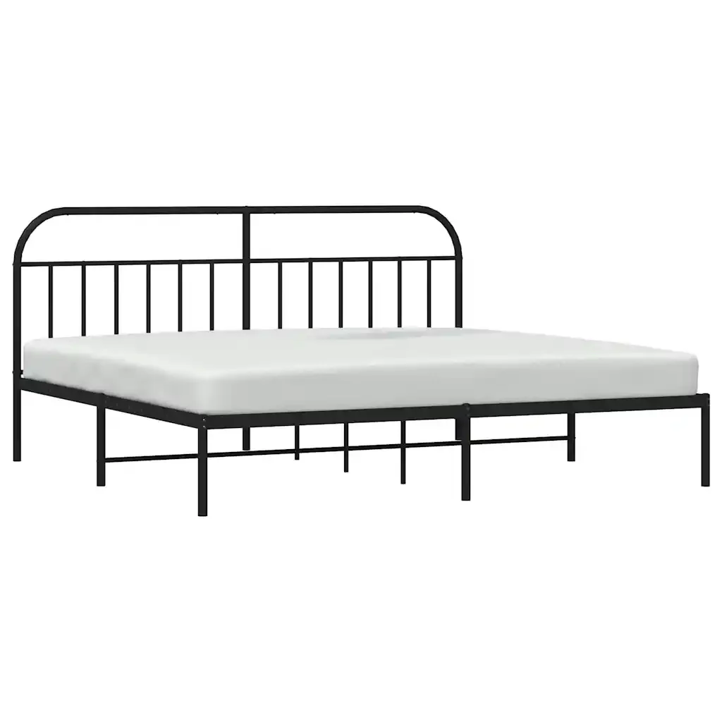 Letto matrimoniale | Letto per adulti | Giroletto con Testiera in Metallo Nero 200x200 cm - Image 5