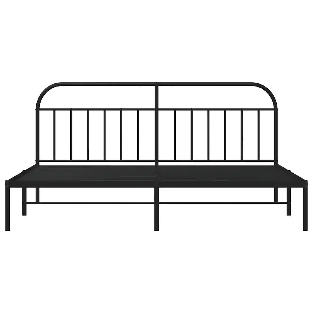 Letto matrimoniale | Letto per adulti | Giroletto con Testiera in Metallo Nero 200x200 cm - Image 6