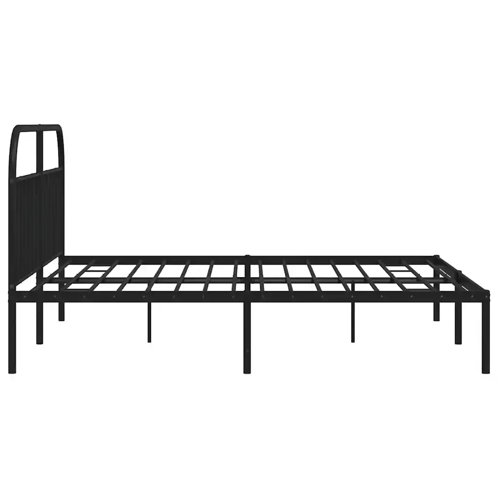 Letto matrimoniale | Letto per adulti | Giroletto con Testiera in Metallo Nero 200x200 cm - Image 7