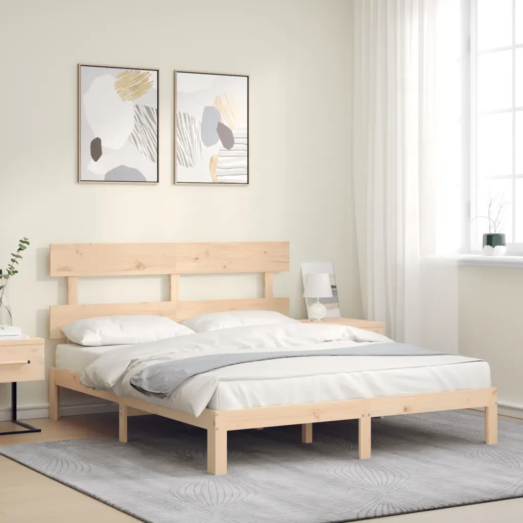 Letto matrimoniale | Letto per adulti | Giroletto con Testiera King Size in Legno Massello - Image 2