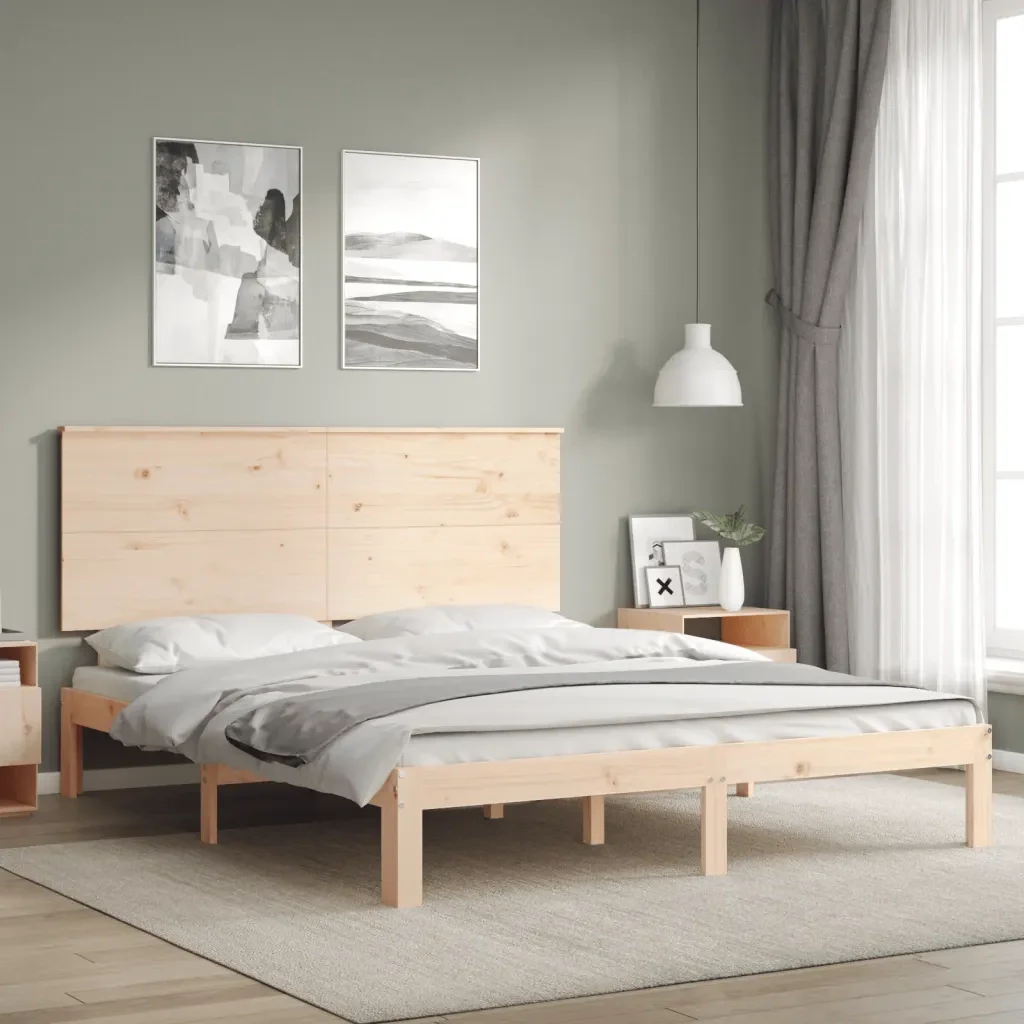 Letto matrimoniale | Letto per adulti | Giroletto con Testiera King Size in Legno Massello - Image 4