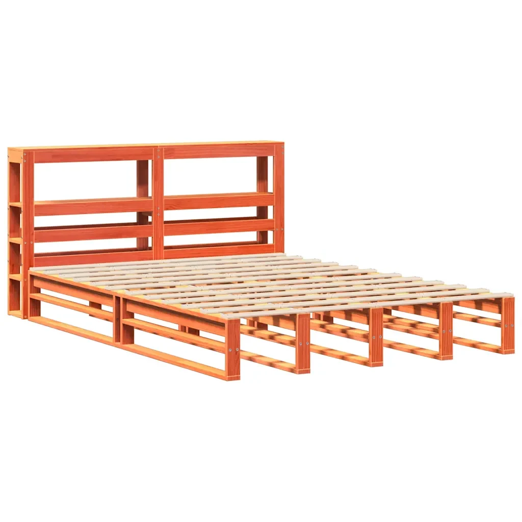 Letto matrimoniale | Letto per adulti | Giroletto con Testiera Marrone Cera 120x190 cm Massello Pino - Image 3