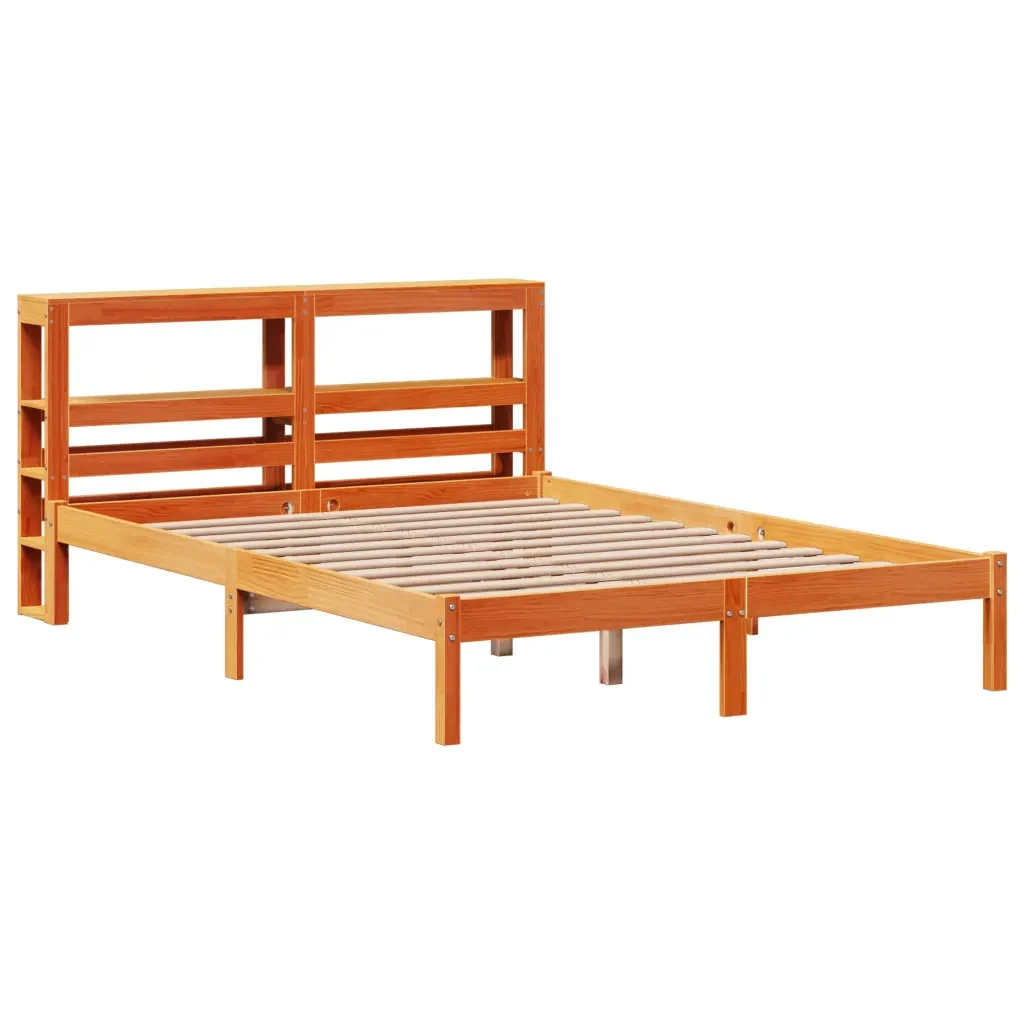 Letto matrimoniale | Letto per adulti | Giroletto con Testiera Marrone Cera 120x200 cm Massello Pino - Image 3
