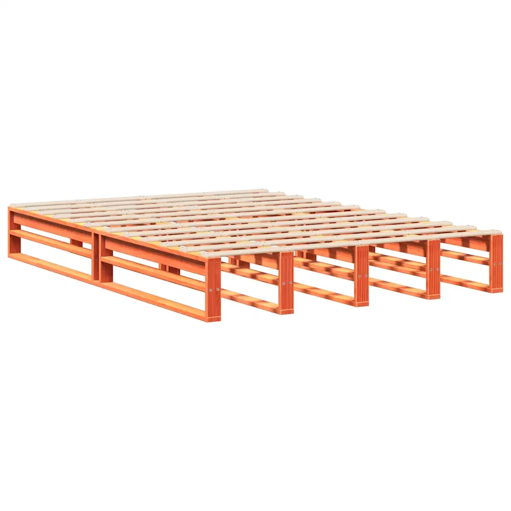 Letto matrimoniale | Letto per adulti | Giroletto con Testiera Marrone Cera 120x200 cm Massello Pino - Image 5