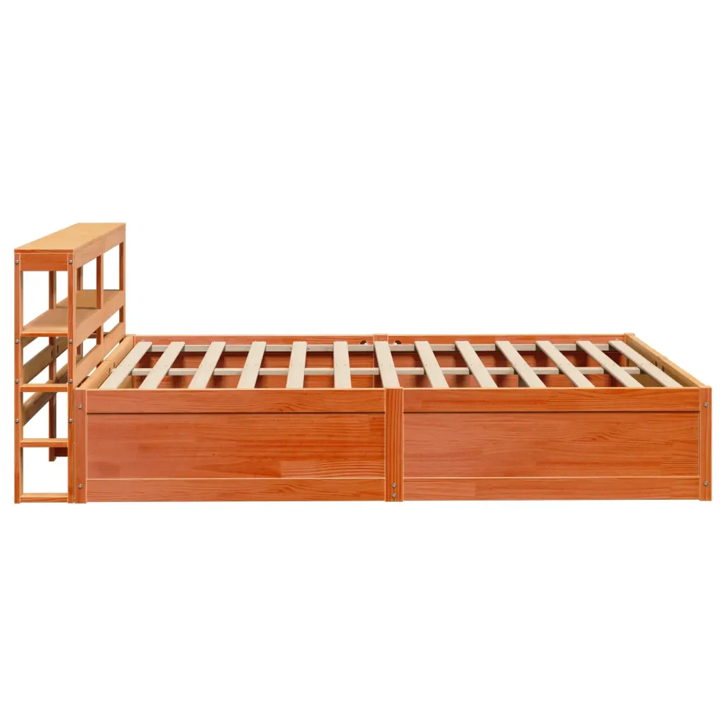 Letto matrimoniale | Letto per adulti | Giroletto con Testiera Marrone Cera 135x190 cm Massello Pino - Image 7