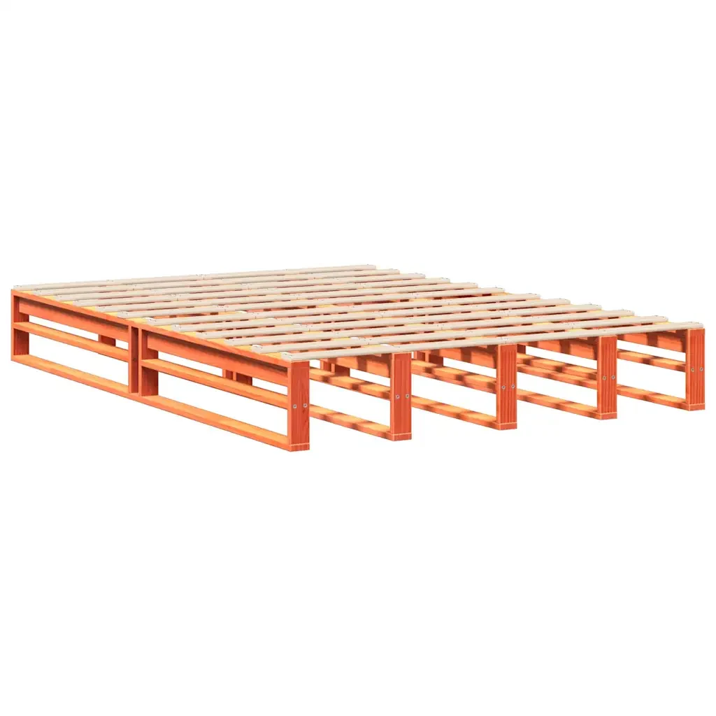 Letto matrimoniale | Letto per adulti | Giroletto con Testiera Marrone Cera 135x190 cm Massello Pino - Image 5