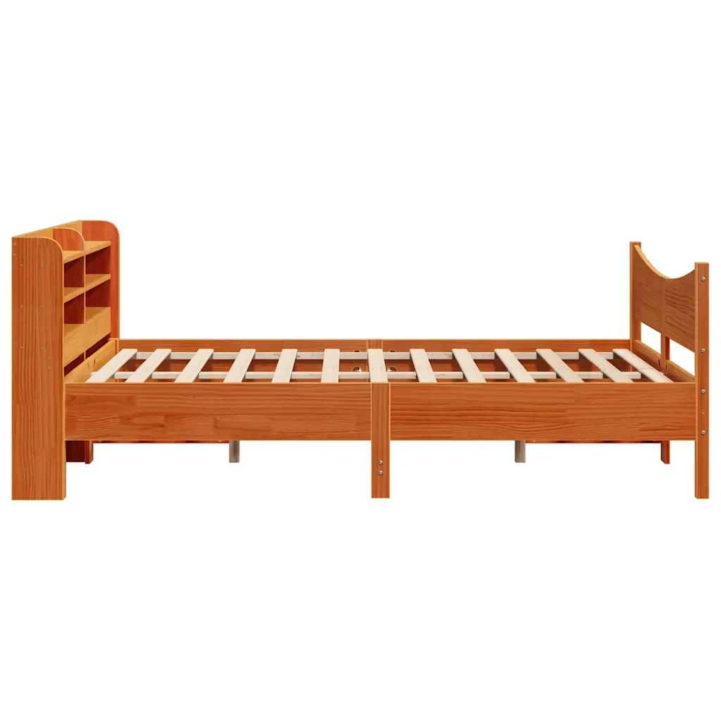 Letto matrimoniale | Letto per adulti | Giroletto con Testiera Marrone Cera 150x200 cm Massello Pino - Image 7