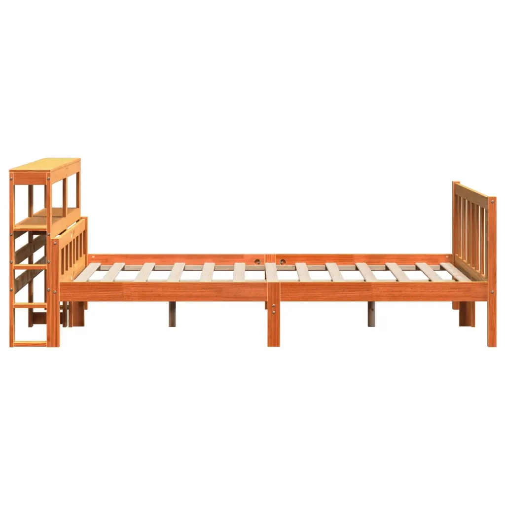 Letto matrimoniale | Letto per adulti | Giroletto con Testiera Marrone Cera 150x200 cm Massello Pino - Image 5