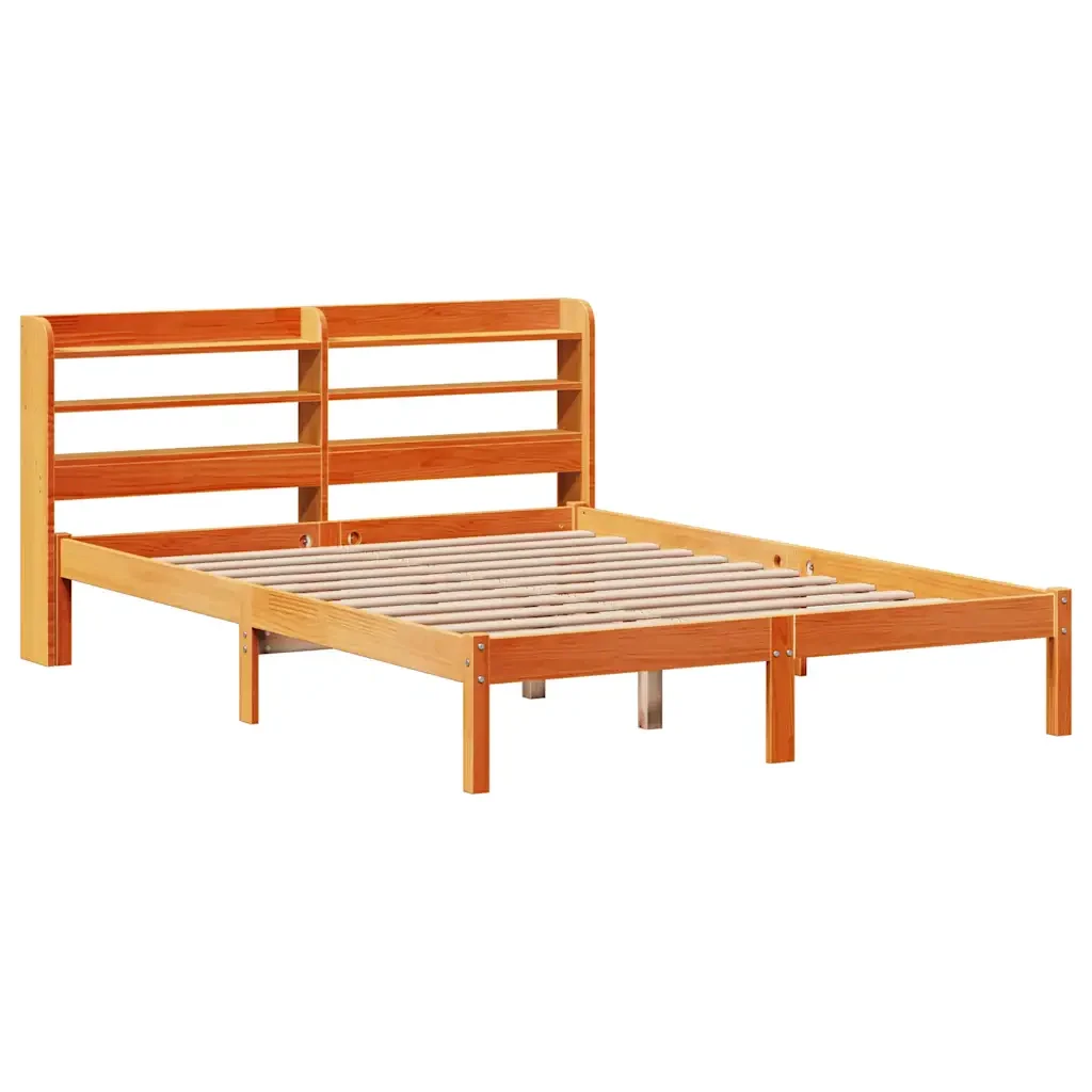 Letto matrimoniale | Letto per adulti | Giroletto con Testiera Marrone Cera 150x200 cm Massello Pino - Image 3