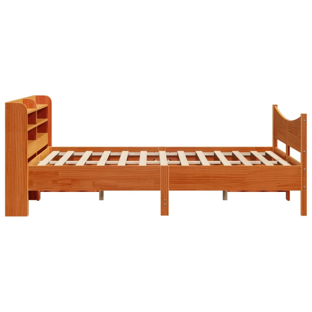 Letto matrimoniale | Letto per adulti | Giroletto con Testiera Marrone Cera 160x200 cm Massello Pino - Image 7
