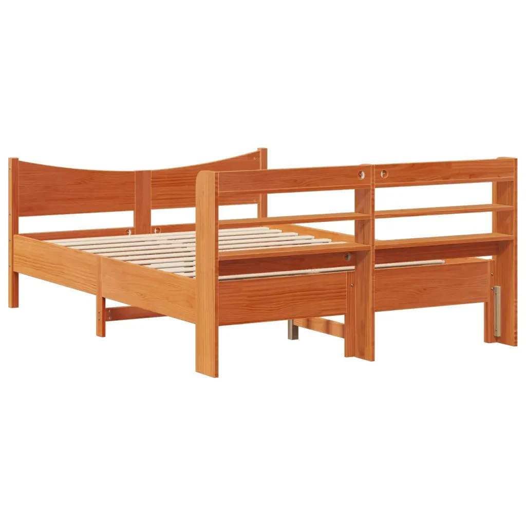 Letto matrimoniale | Letto per adulti | Giroletto con Testiera Marrone Cera 160x200 cm Massello Pino - Image 8