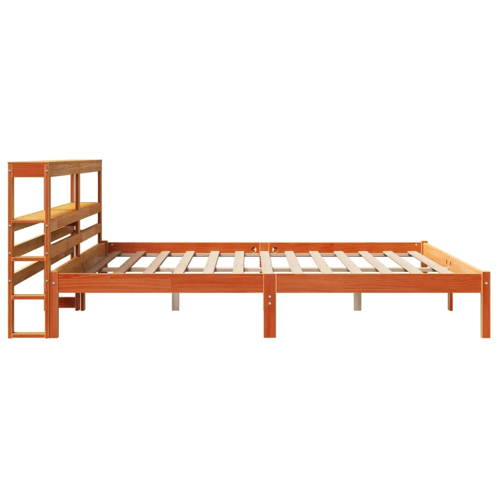Letto matrimoniale | Letto per adulti | Giroletto con Testiera Marrone Cera 200x200 cm Massello Pino - Image 5