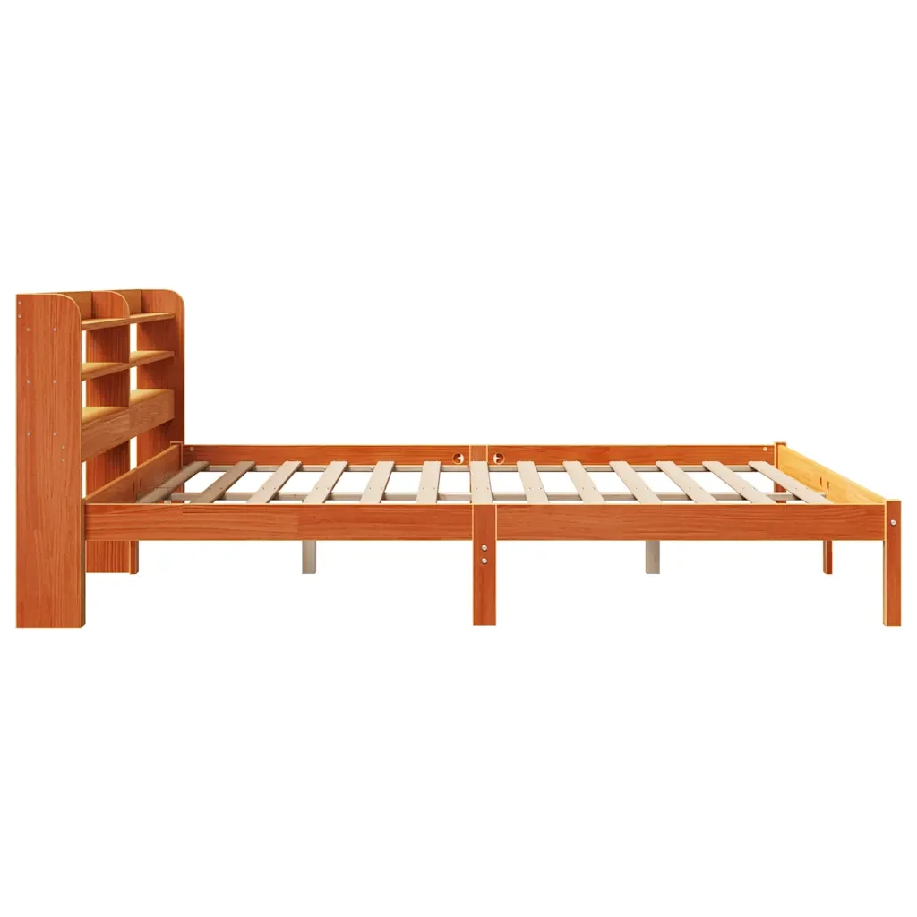 Letto matrimoniale | Letto per adulti | Giroletto con Testiera Marrone Cera 200x200 cm Massello Pino - Image 7