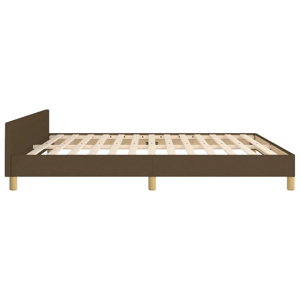 Letto matrimoniale | Letto per adulti | Giroletto con Testiera Marrone Scuro 180x200 cm in Tessuto - Image 7