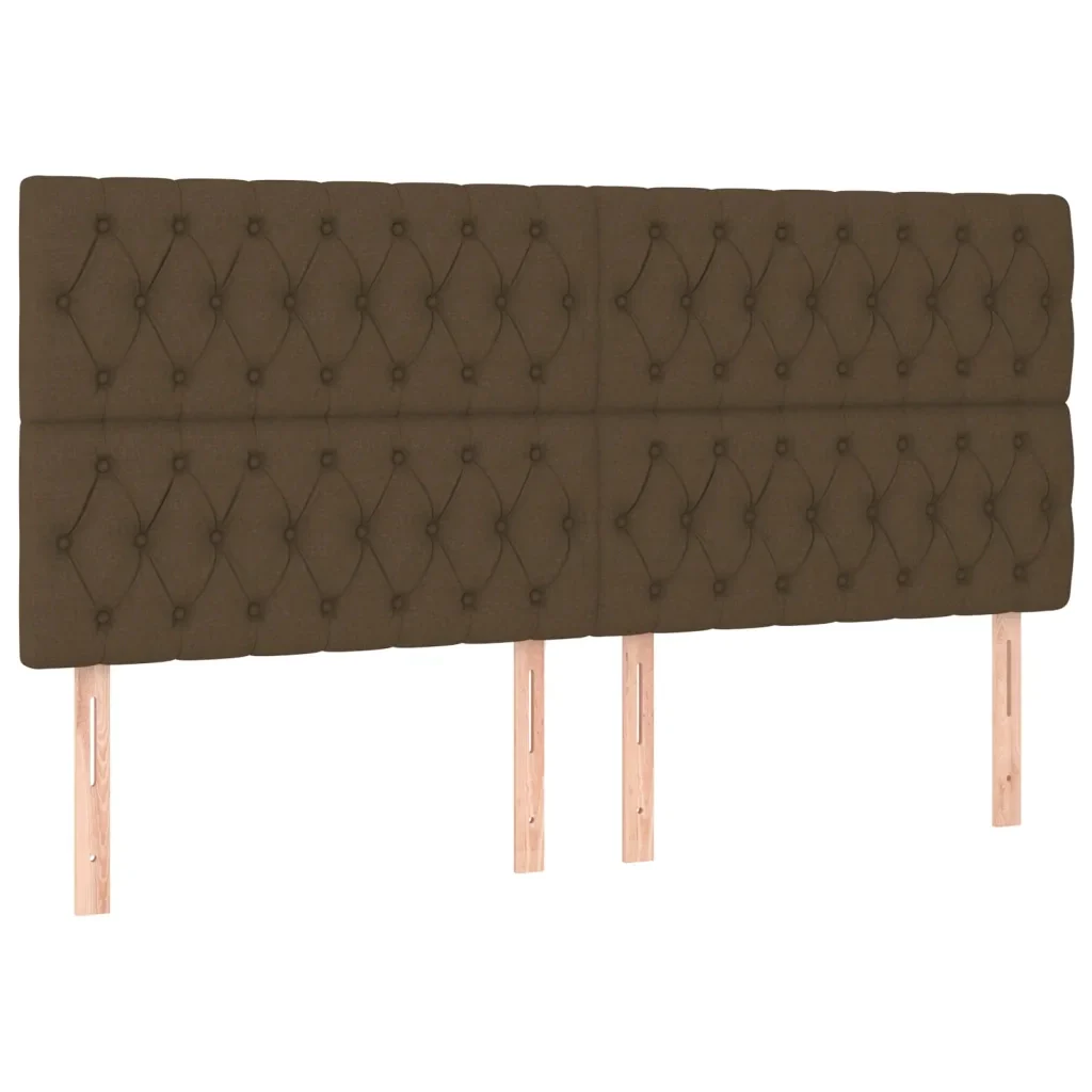 Letto matrimoniale | Letto per adulti | Giroletto con Testiera Marrone Scuro 200x200 cm in Tessuto - Image 9