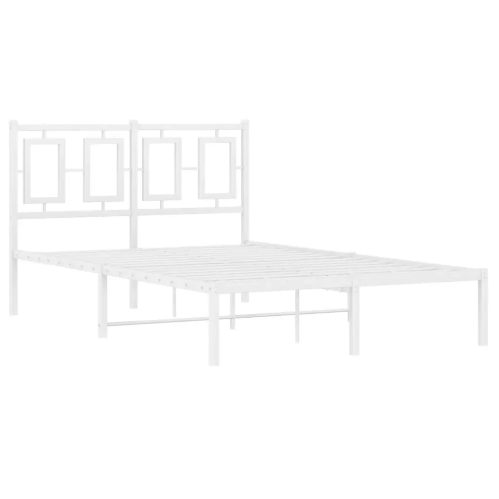 Letto matrimoniale | Letto per adulti | Giroletto con Testiera Metallo Bianco 120x190 cm - Image 4