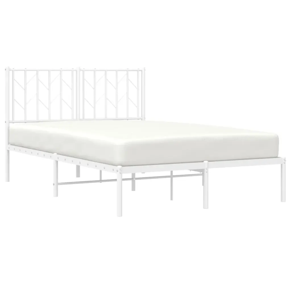 Letto matrimoniale | Letto per adulti | Giroletto con Testiera Metallo Bianco 120x190 cm - Image 4