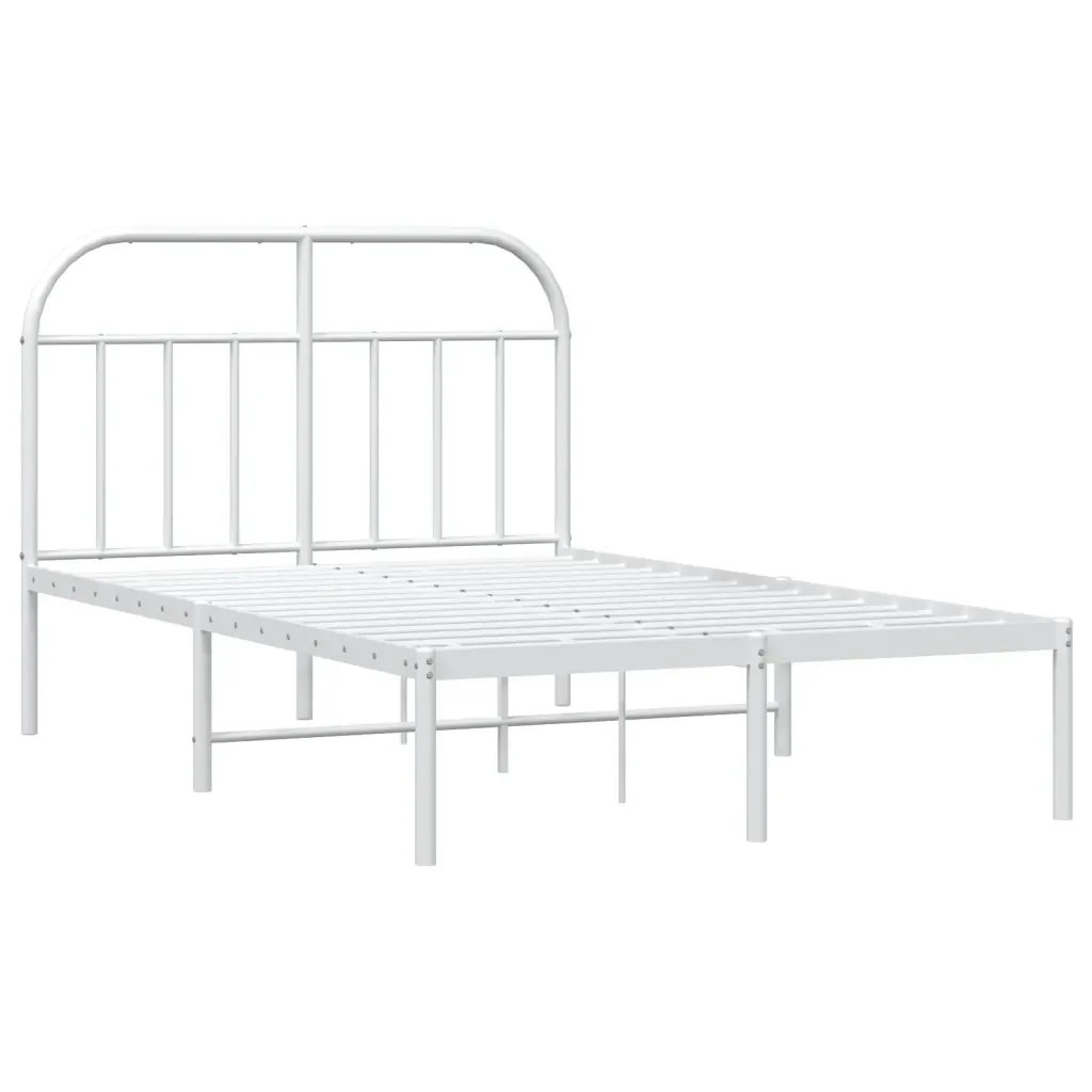 Letto matrimoniale | Letto per adulti | Giroletto con Testiera Metallo Bianco 120x190 cm - Image 4