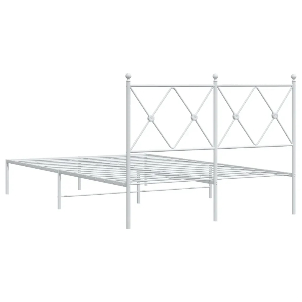 Letto matrimoniale | Letto per adulti | Giroletto con Testiera Metallo Bianco 120x190 cm - Image 6
