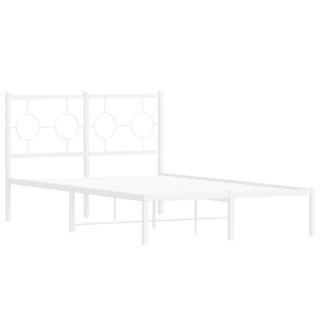 Letto matrimoniale | Letto per adulti | Giroletto con Testiera Metallo Bianco 120x190 cm - Image 4