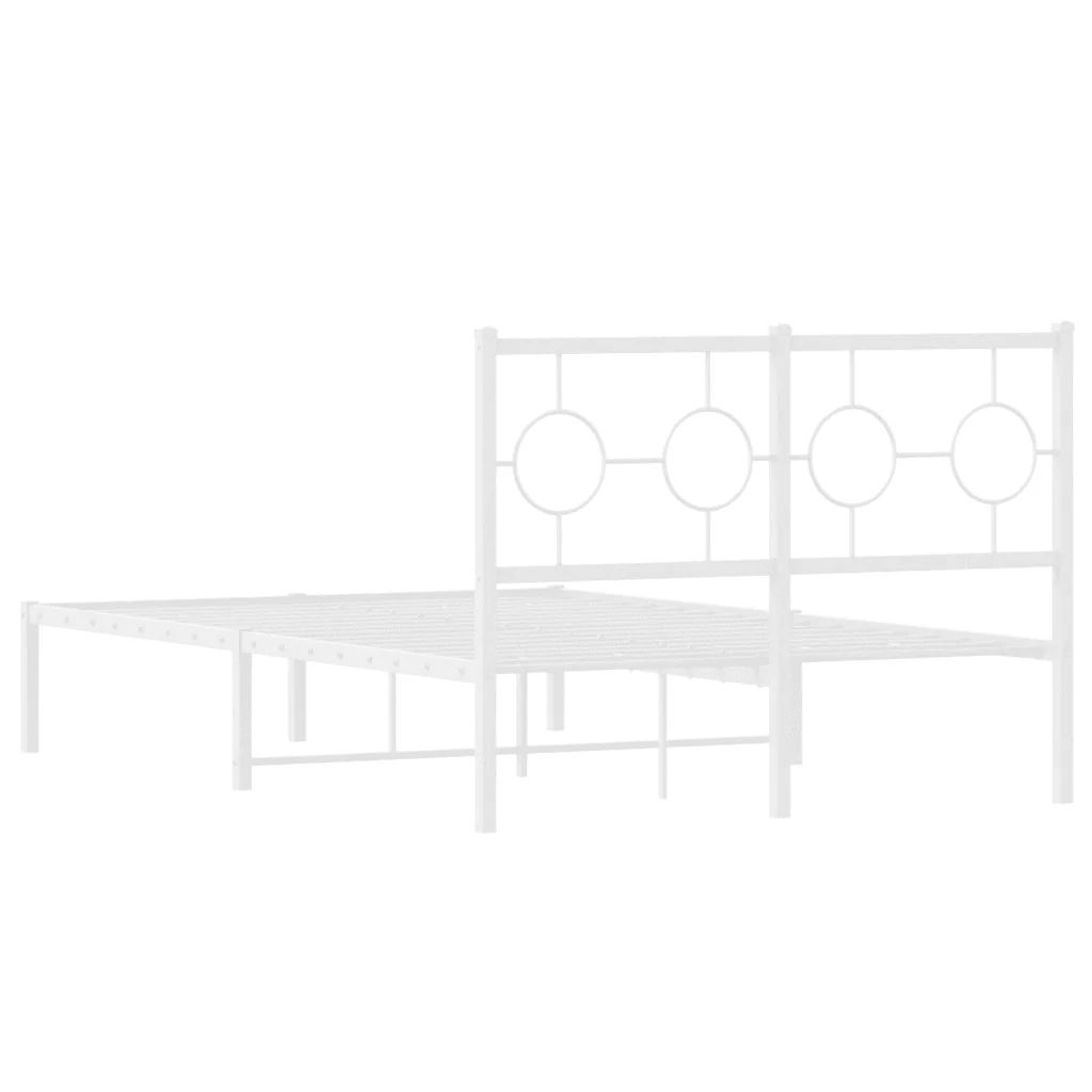 Letto matrimoniale | Letto per adulti | Giroletto con Testiera Metallo Bianco 120x190 cm - Image 7