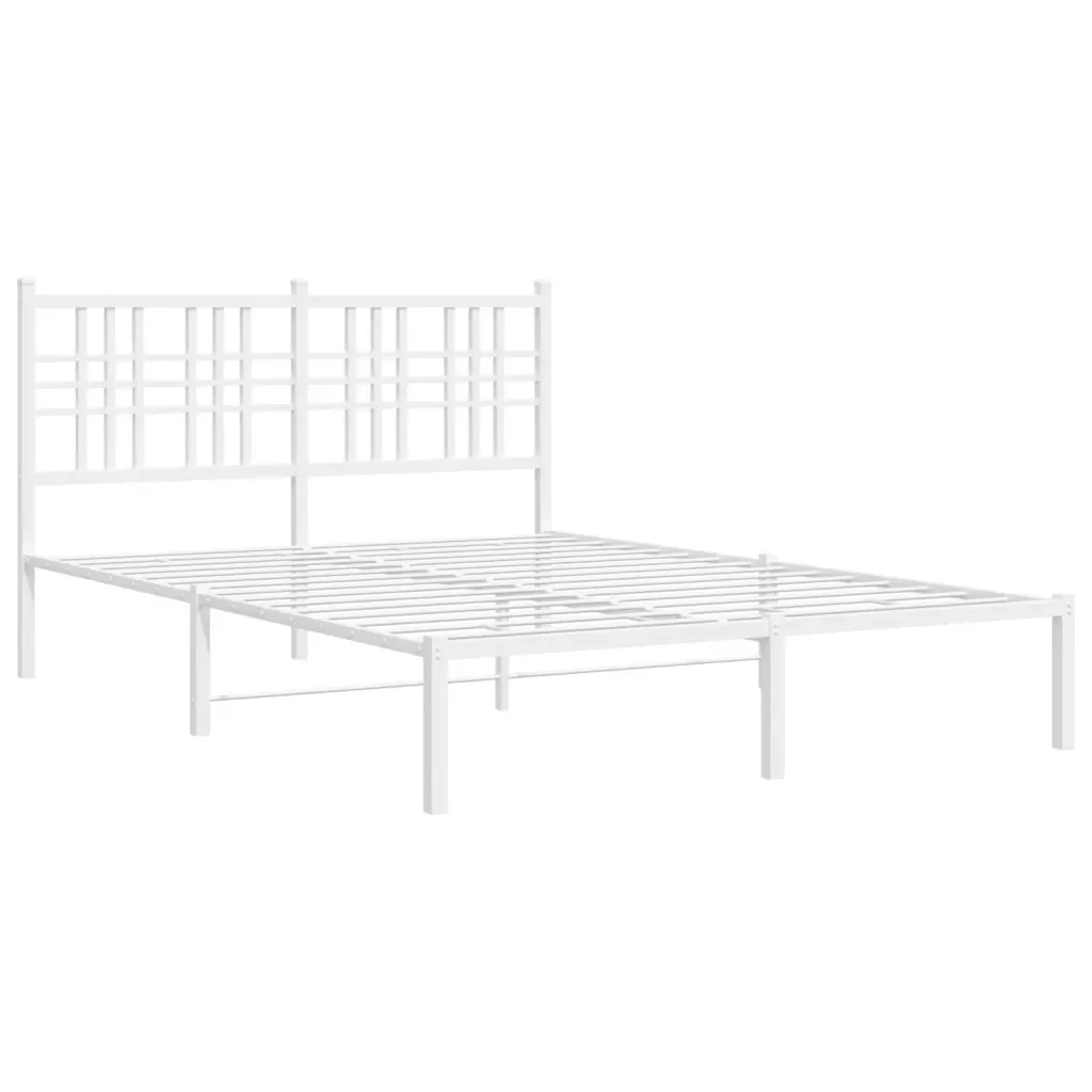 Letto matrimoniale | Letto per adulti | Giroletto con Testiera Metallo Bianco 120x190 cm - Image 4