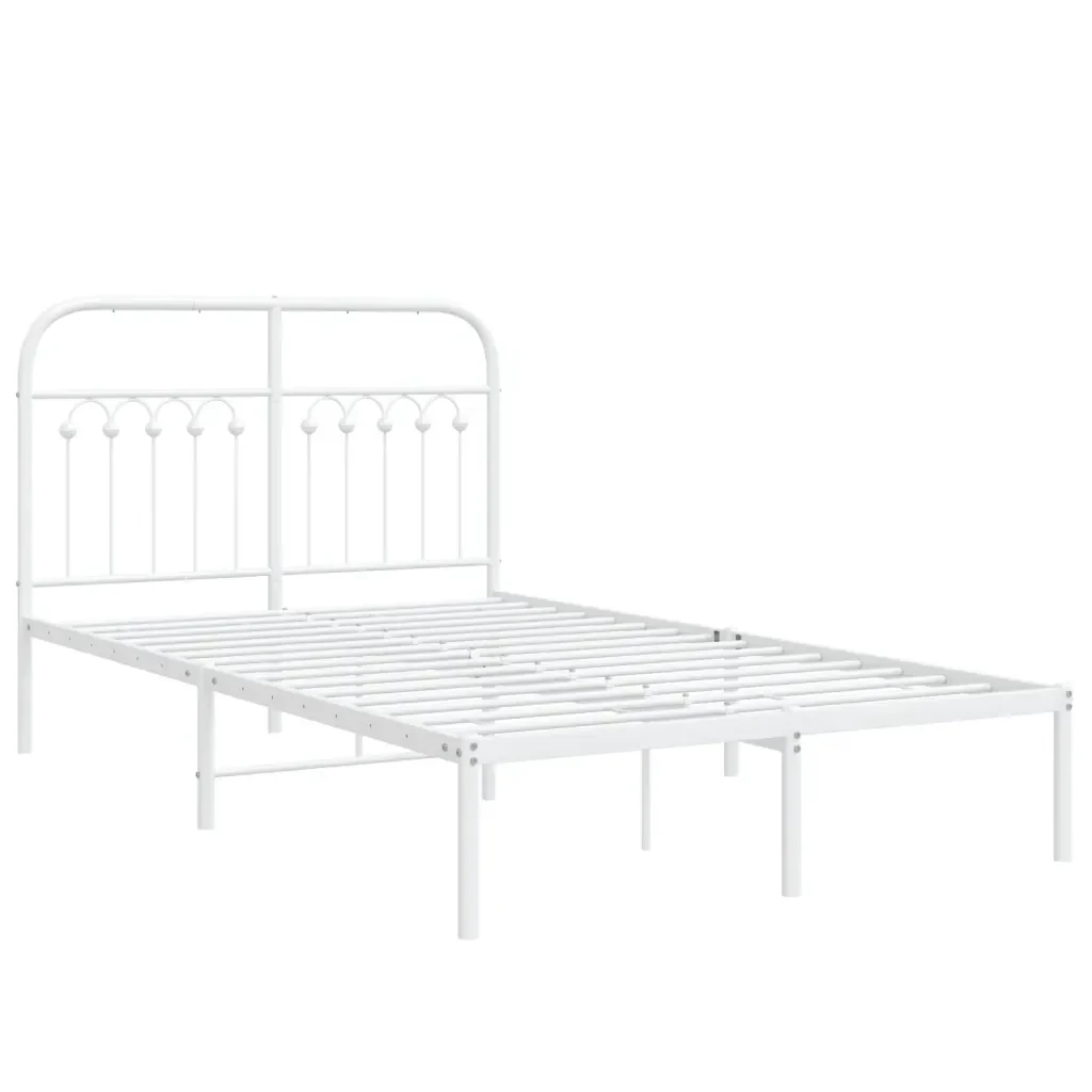 Letto matrimoniale | Letto per adulti | Giroletto con Testiera Metallo Bianco 120x190 cm - Image 3