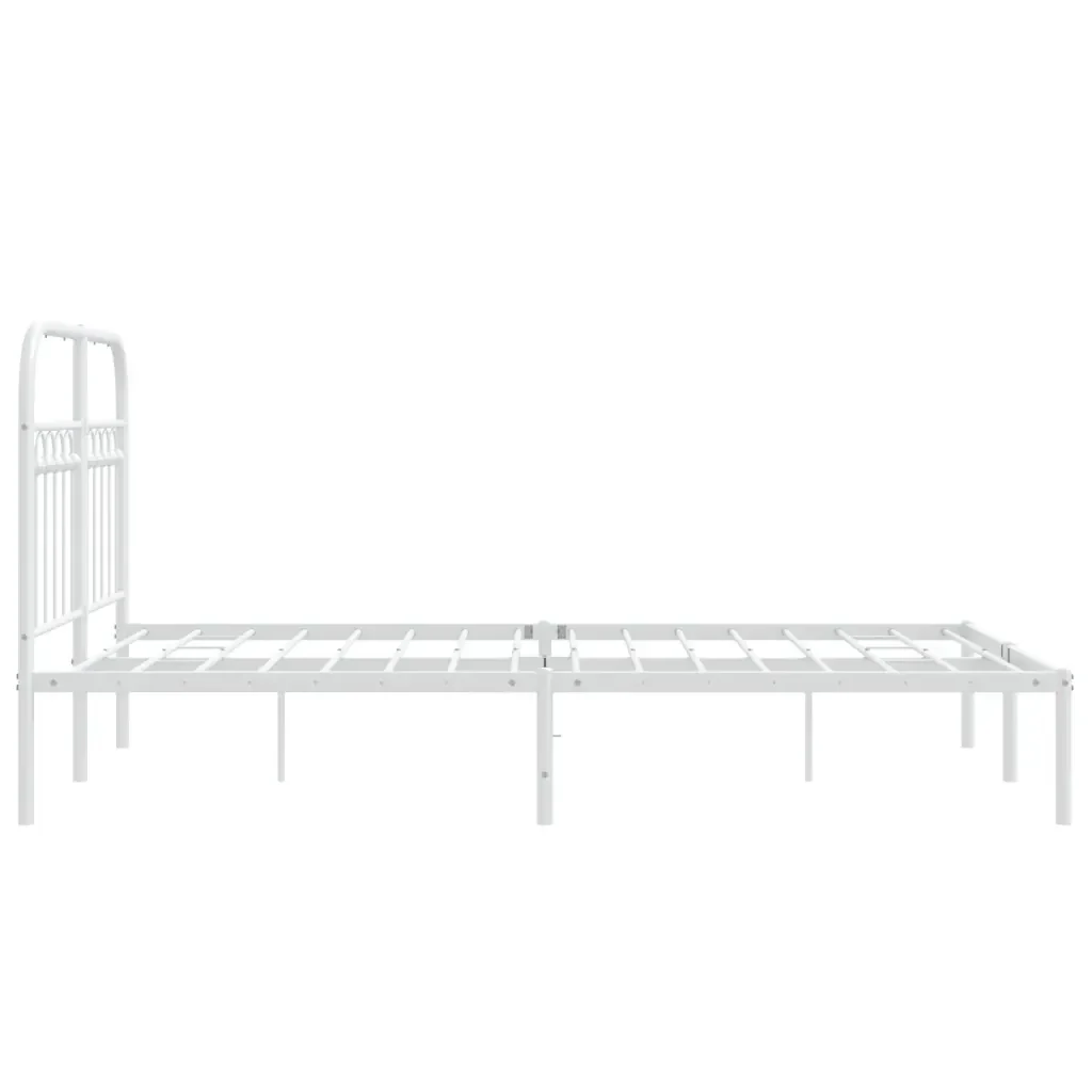 Letto matrimoniale | Letto per adulti | Giroletto con Testiera Metallo Bianco 120x190 cm - Image 5