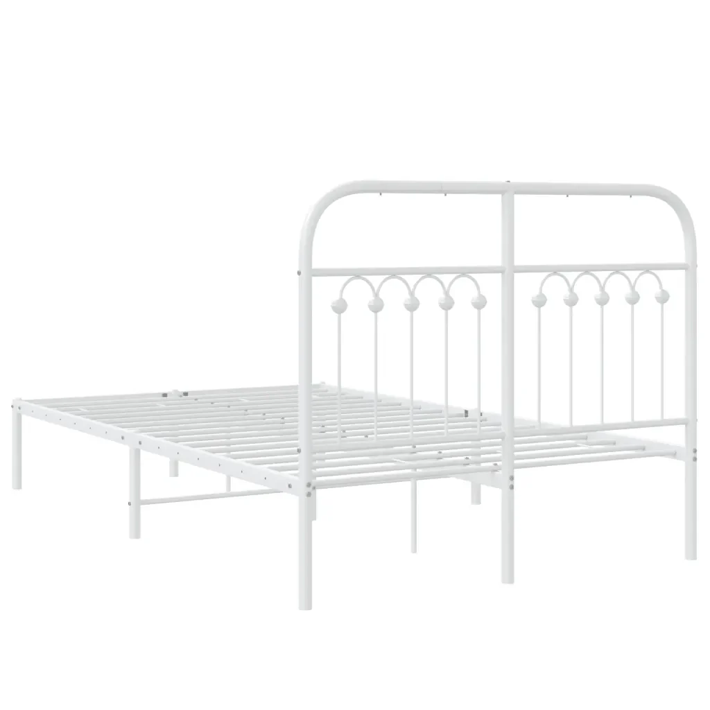 Letto matrimoniale | Letto per adulti | Giroletto con Testiera Metallo Bianco 120x190 cm - Image 6