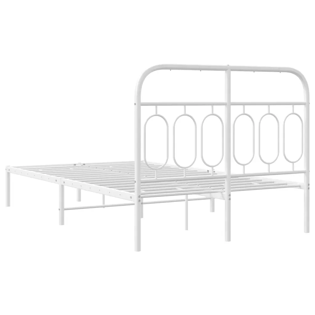 Letto matrimoniale | Letto per adulti | Giroletto con Testiera Metallo Bianco 120x190 cm - Image 6