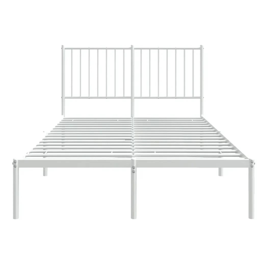 Letto matrimoniale | Letto per adulti | Giroletto con Testiera Metallo Bianco 120x190 cm - Image 5