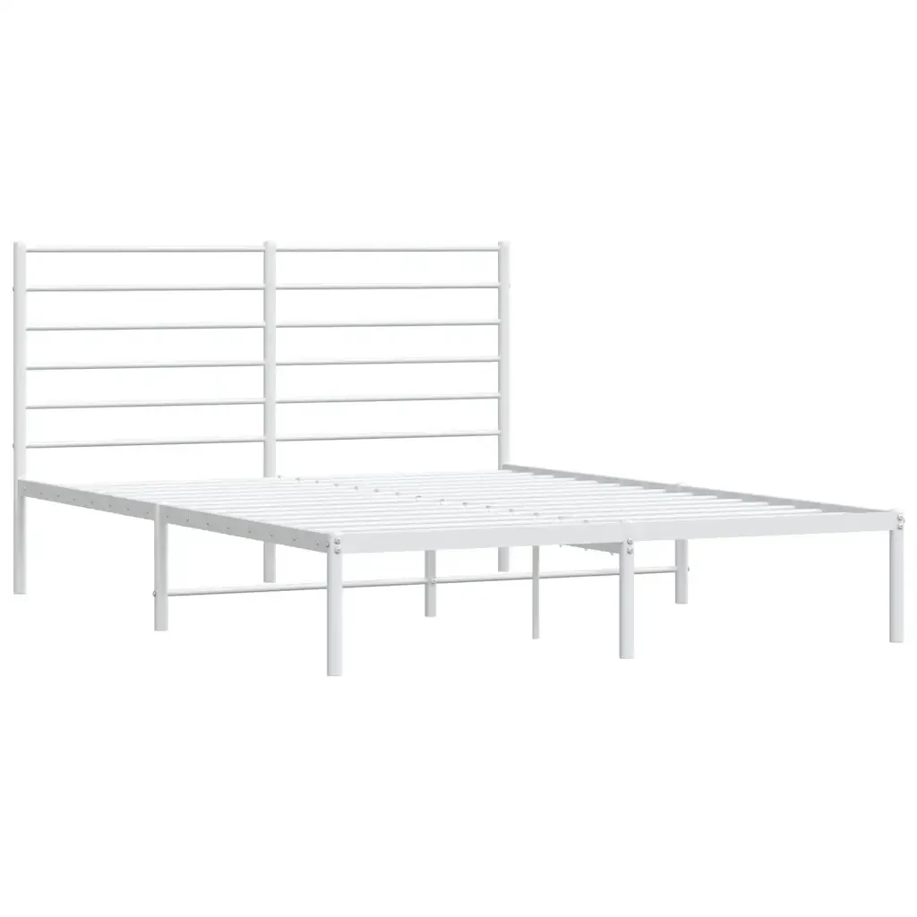 Letto matrimoniale | Letto per adulti | Giroletto con Testiera Metallo Bianco 120x190 cm - Image 4