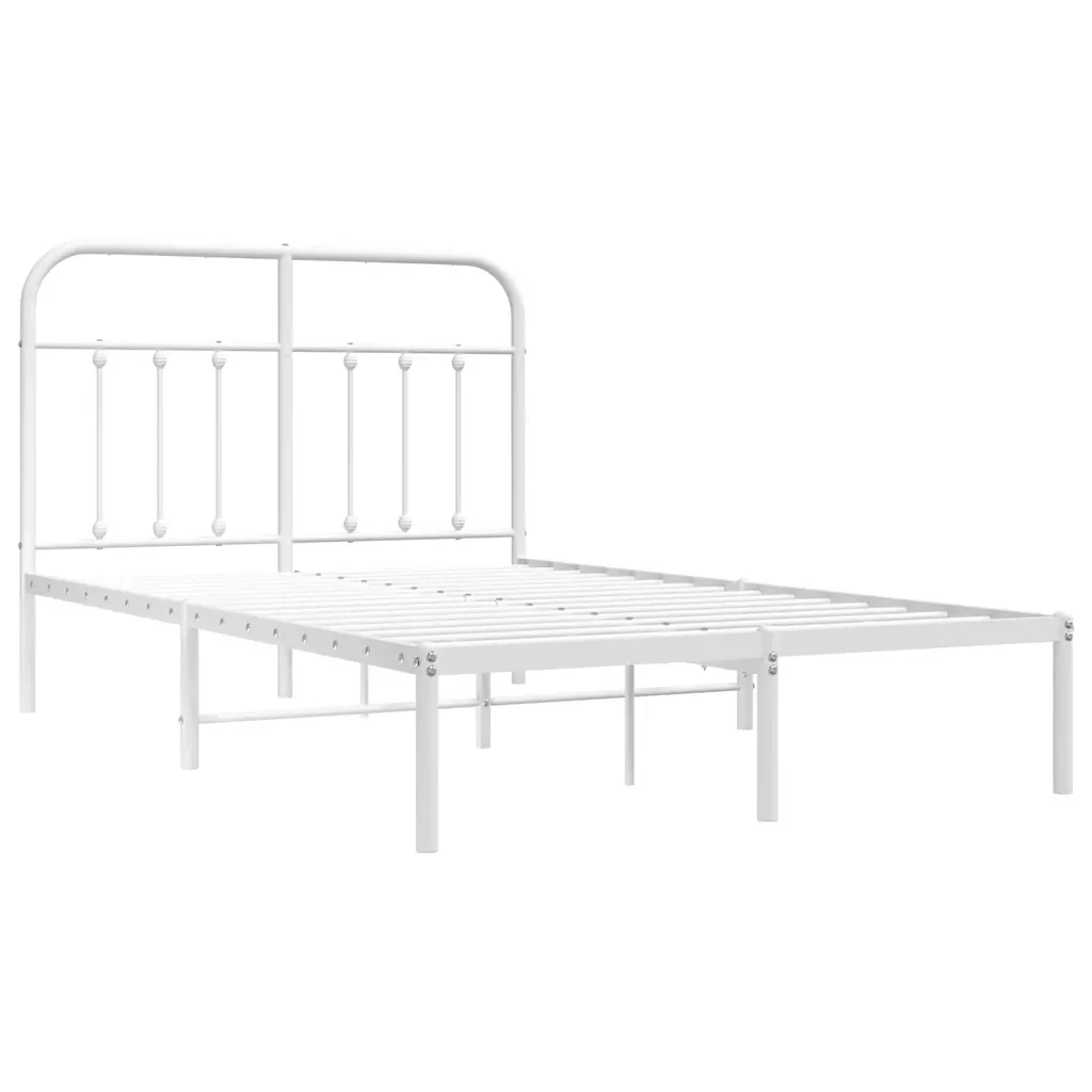 Letto matrimoniale | Letto per adulti | Giroletto con Testiera Metallo Bianco 120x190 cm - Image 3