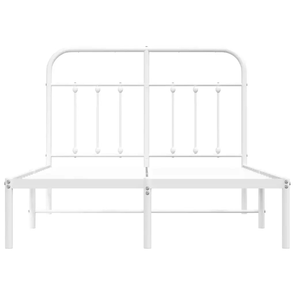 Letto matrimoniale | Letto per adulti | Giroletto con Testiera Metallo Bianco 120x190 cm - Image 6