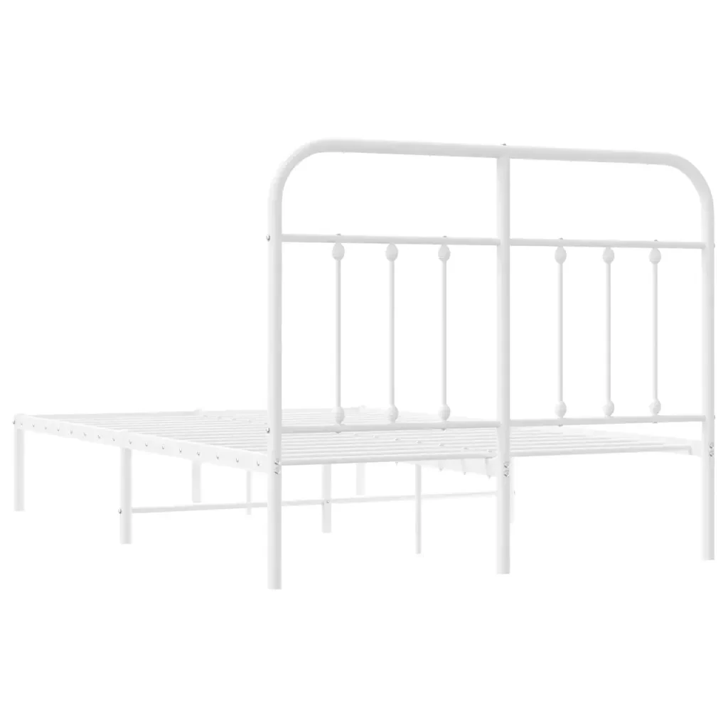 Letto matrimoniale | Letto per adulti | Giroletto con Testiera Metallo Bianco 120x190 cm - Image 8