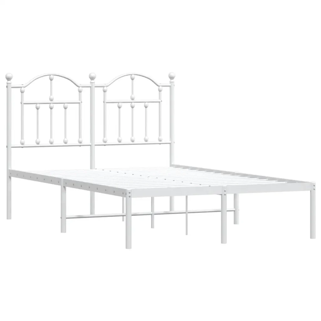 Letto matrimoniale | Letto per adulti | Giroletto con Testiera Metallo Bianco 120x190 cm - Image 4