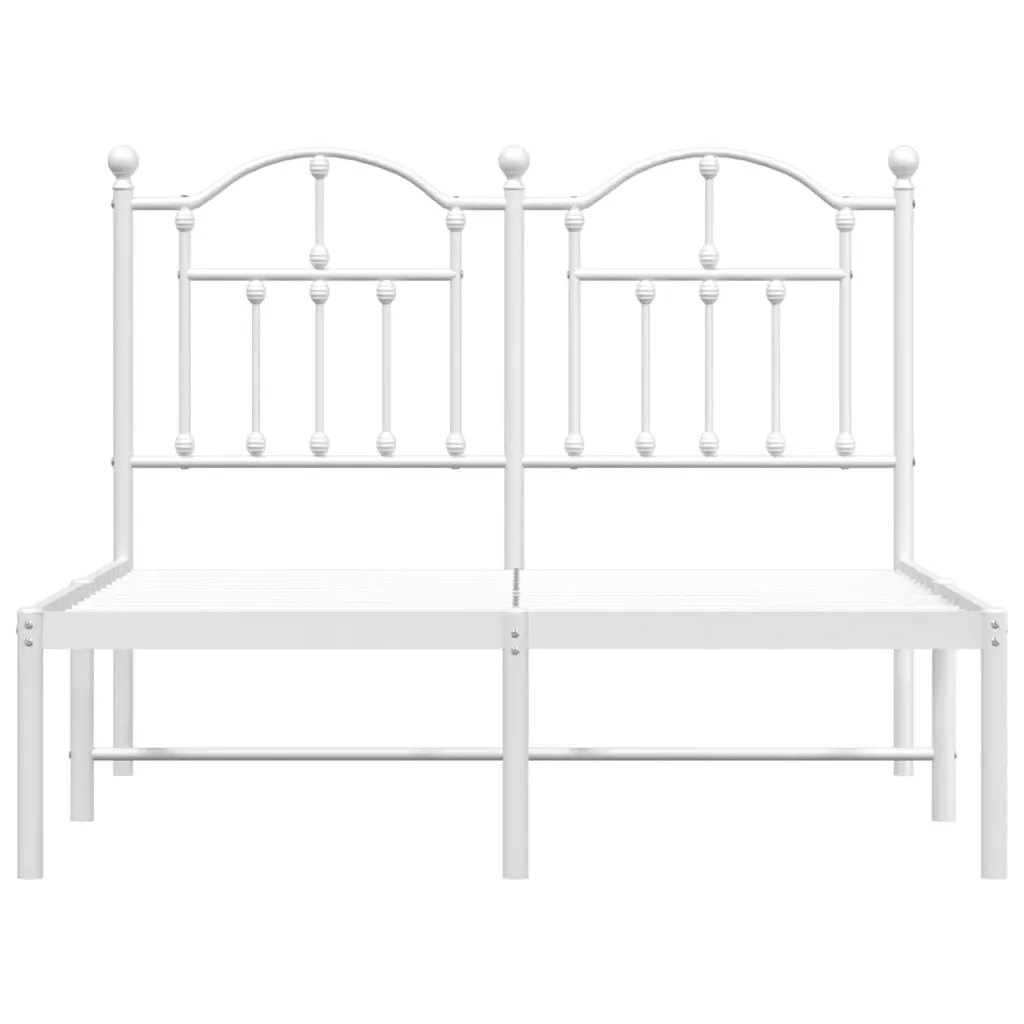 Letto matrimoniale | Letto per adulti | Giroletto con Testiera Metallo Bianco 120x190 cm - Image 5