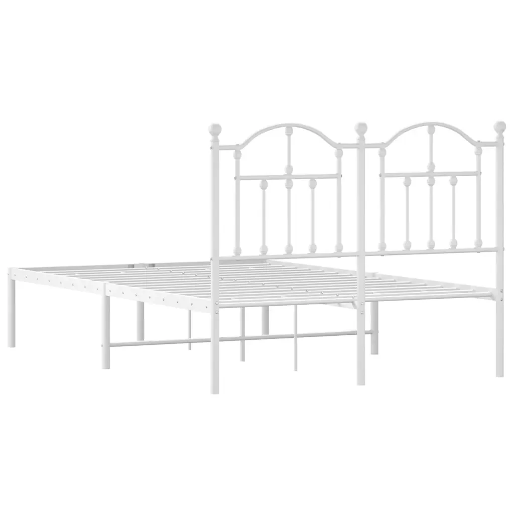 Letto matrimoniale | Letto per adulti | Giroletto con Testiera Metallo Bianco 120x190 cm - Image 7