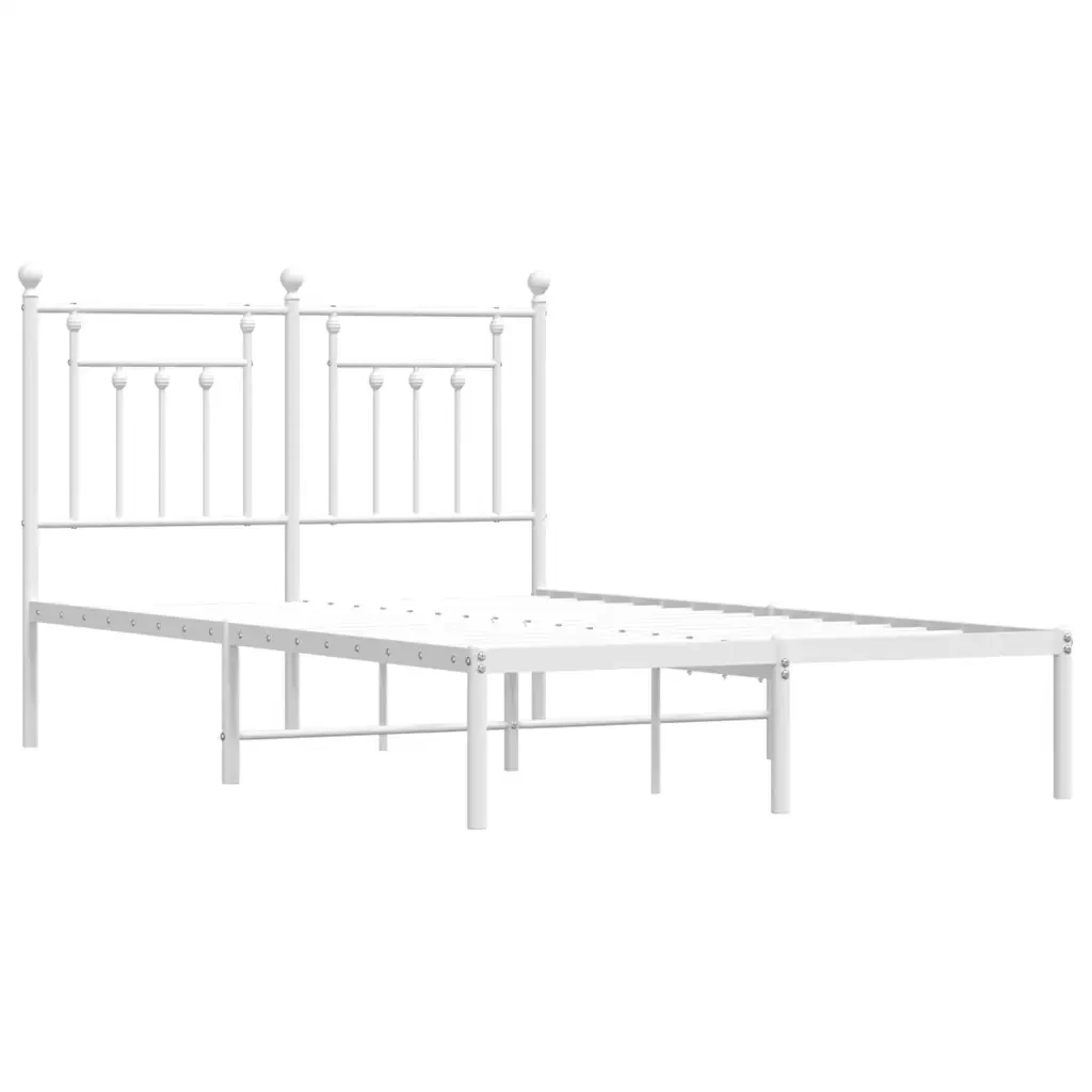 Letto matrimoniale | Letto per adulti | Giroletto con Testiera Metallo Bianco 120x190 cm - Image 3
