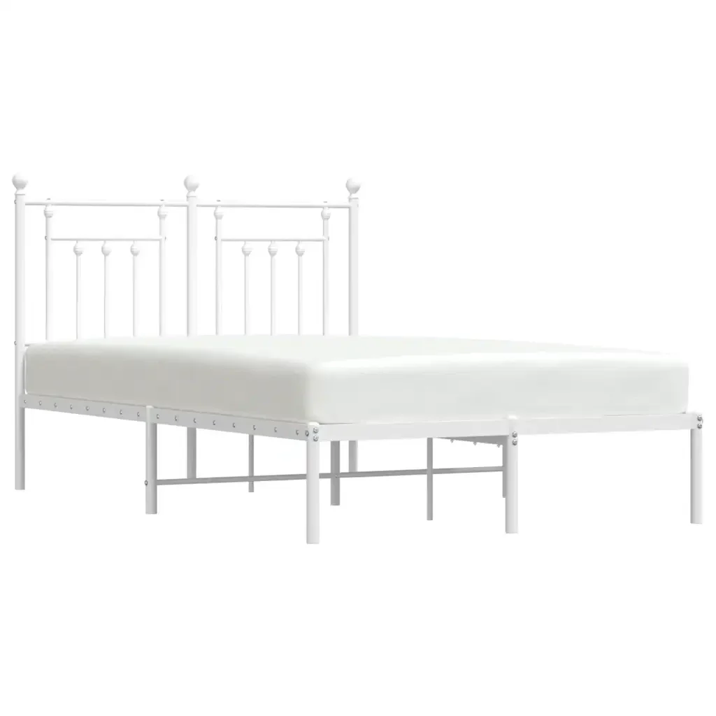 Letto matrimoniale | Letto per adulti | Giroletto con Testiera Metallo Bianco 120x190 cm - Image 5